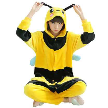 Animal Onesies Lion Tiger Leopard Wolf Fox Zebra Hippo Koala Bat Donkey Rabbit Chinchilla Frog Bee Penguin Dog Kigurumi Adult