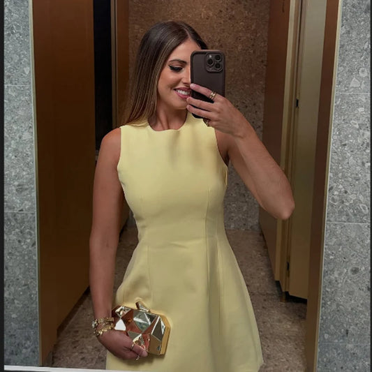 Yellow Slim Fit Mini Dress – Summer 2025 Casual Chic