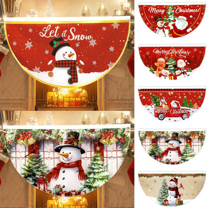Christmas Fan-shaped Flag Outdoor Hanging Banner Christmas Decoration for Home 2025 Xmas Flag Navidad Natal Gifts New Year 2026