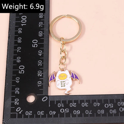 Aihua Gold Color Fashion Halloween Keychain Enamel Creepy Ghost Spider Mummy Pumpkin Keychains Keyring for Women Halloween Night