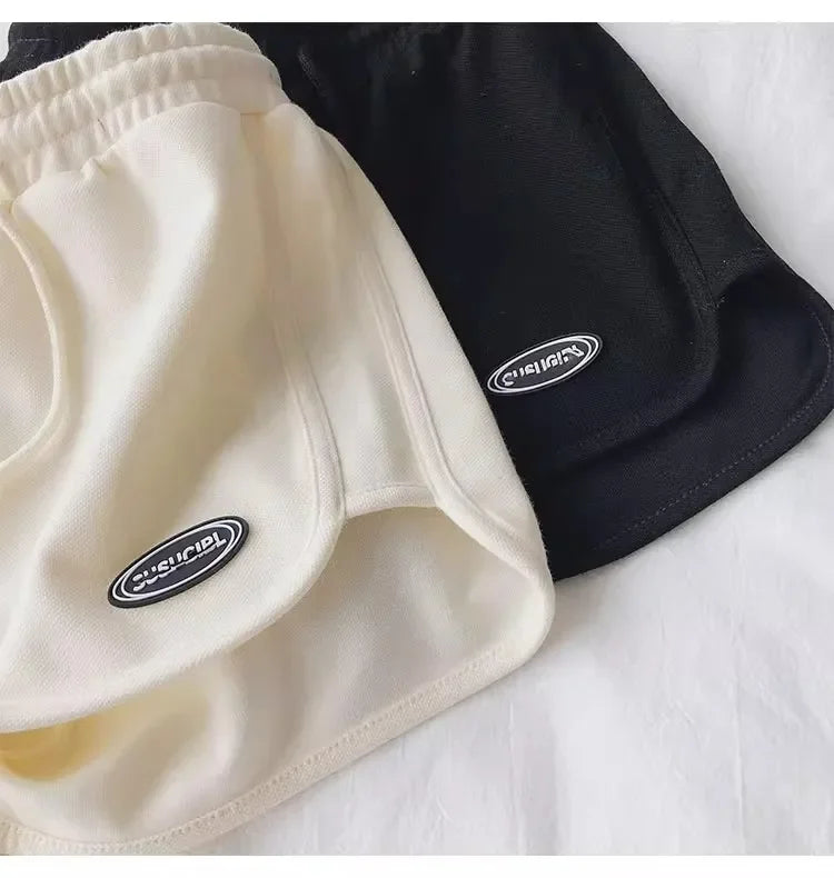 Women Casual Loose Drawstring Sports Shorts Elastic High Waist Fitness Running A-line Shorts Basic Yoga Wide Leg Trousers Summer