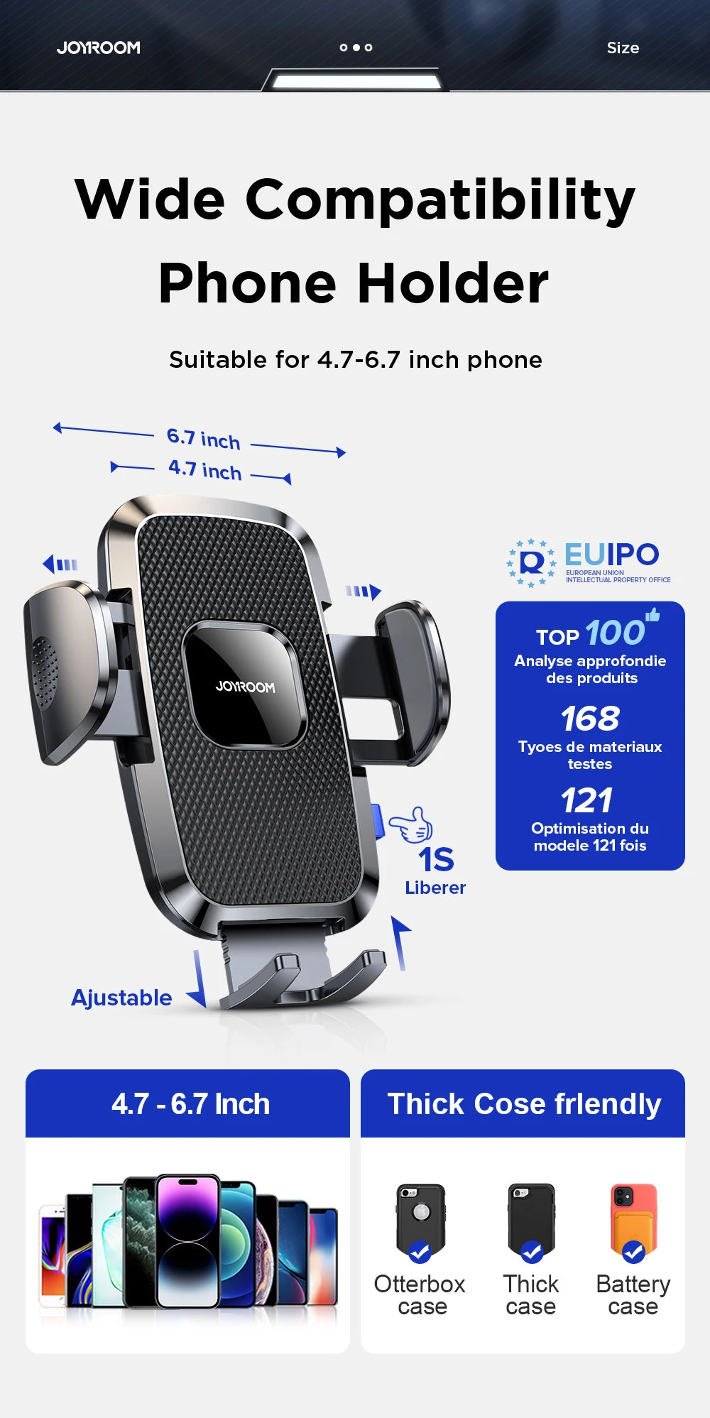 Joyroom 360° Long Arm Car Phone Holder Universal Air Vent GPS Stand Rotating Dashboard Mobile Cell Support For iPhone Samsung
