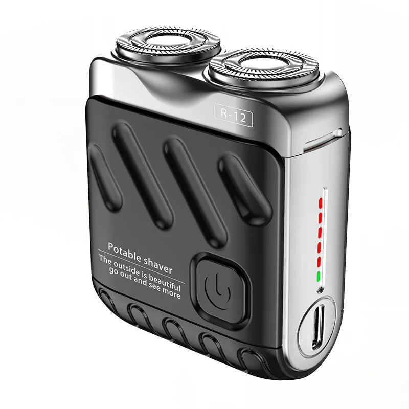 Mini Shaver On-The-Go, Portable Electric Shaver for Men, Dry Shave, USB-C，IPX7 Waterproof Easy Cleaning, Battery Indicator