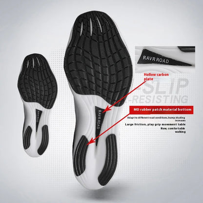 Real carbonboard racing running shoes couple's ultra-light cushioning sneakers men's thin mesh walking shoes