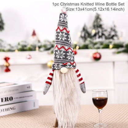 Christmas Wine Bottle Cover Merry Christmas Decorations For Home 2025 Navidad Noel Natal Ornaments Xmas Gift Happy New Year 2026