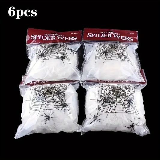 Stretchable Spider Webs with 2 Spiders Each,Party Supplies Halloween Cobweb Decorations for Haunted Houses, Room and Home Decor