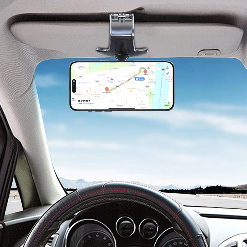 Magnetic 360 Degree Rotation Dashboard Car Phone Holder [Strong Compression Clamp] Clip on Dashboard for 4 to 7 inch Smartphones