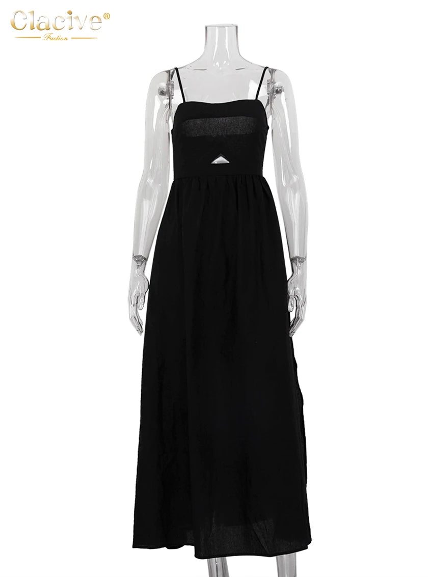 Black Cotton Sleeveless Maxi Dress – Elegant Summer Style