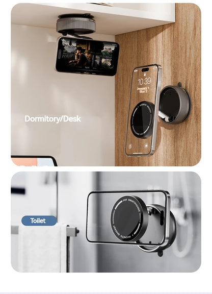 Vacuum Magnetic Car Phone Holder Foldable Suction Cup Kitchen Mirro Gym Bath Shower for Iphone 16 15 14 13 12 11 Pro Max Samsung