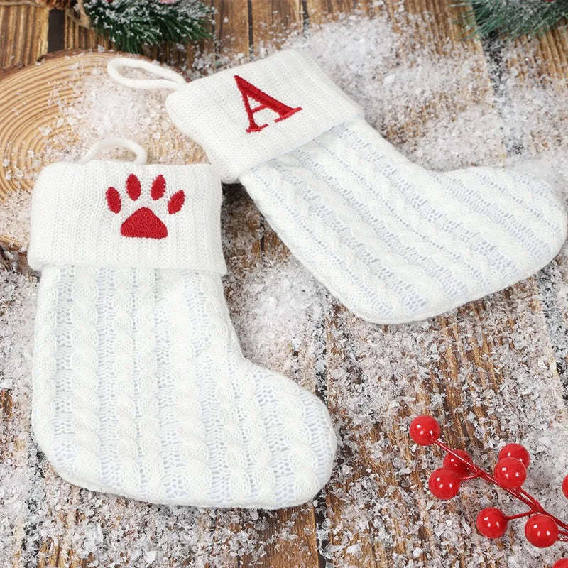 Christmas Socks Knitting Snowflake Letter Stocking Christmas Decoration For Home 2025 Xmas Tree Ornament Gift Navidad Natal 2026