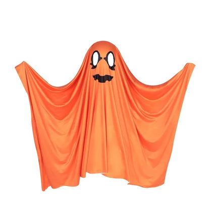 White Halloween Cloak Cape Fright Clothes Trick-or-Treat Spooky Pumpkin Cloak Smock Style with Hat Ghost Cosplay Costume Men