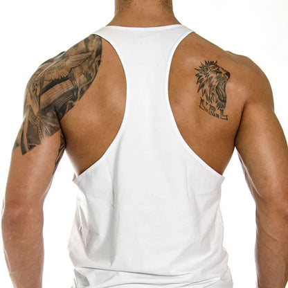Gym Bodybuilding Stringer Y-back Tank Tops Mens Fitness Sleeveless Cotton Breathable T-Shirt Summer Cool Workout Muscle Vests