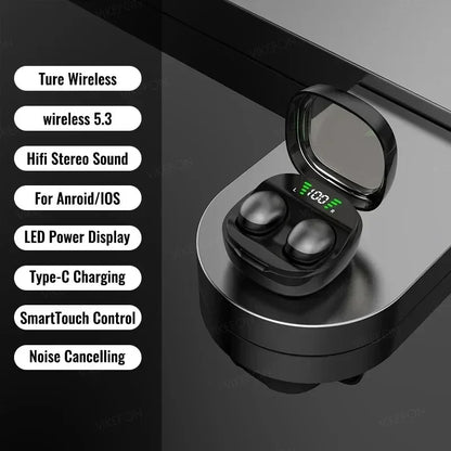 Mini 5.3 wireless bluetooth headset small earbuds sleep work sports invisible headphones HD HIFI bass sound quality earphones