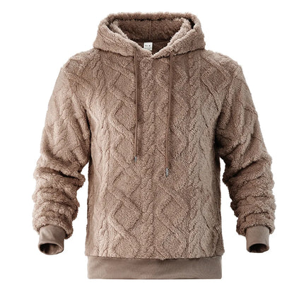 Autumn and winter leisure men's high street jacquard double-sided velvet hooded sports trend pullover sweater jacket