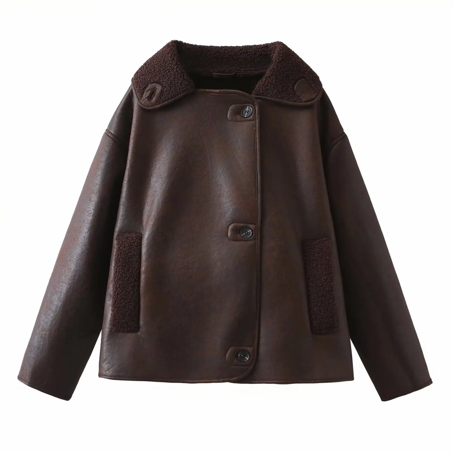 2024 Autumn New Women's Clothing Style Fashionable and Versatile Flip Collar Fur Integrated Double sided Jacket Coat