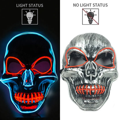 Halloween Skull Skeleton Head Headwear Horror Party Mask Light Up In The Dark Night Disguise Glowing Purge Mask For Halloween