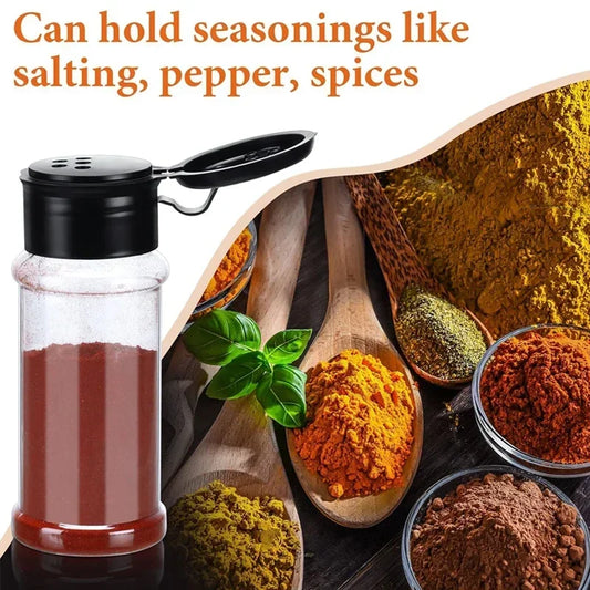 Compact Plastic Spice Shaker Bottles – Portable 100ml Seasoning Jars for Kitchen & BBQ