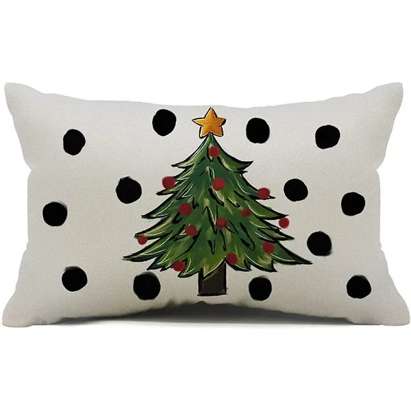 New Christmas style simple letter double-sided printed linen pillow for home decoration, sofa waist pillowcase