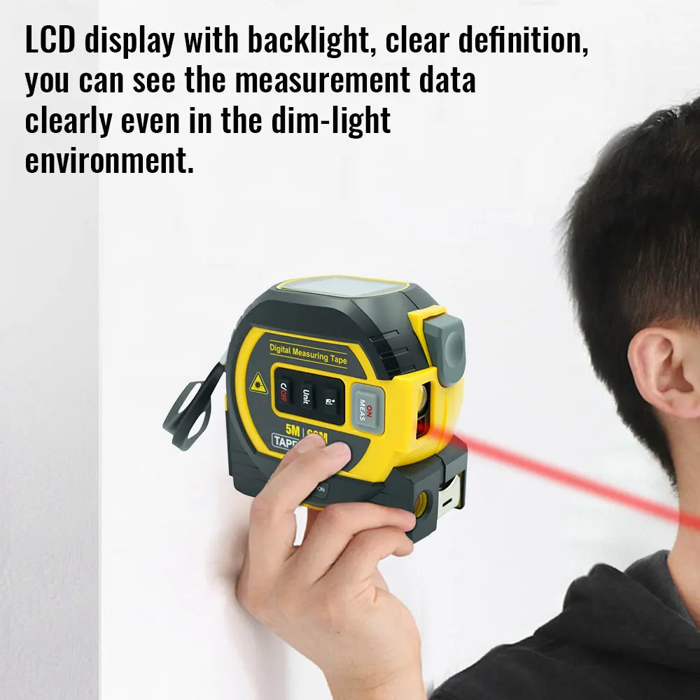 Laser Tape Measure 3 In 1 Digital Tape Measure High Precision Laser Rangefinder Steel Tape Measure High Elasticity