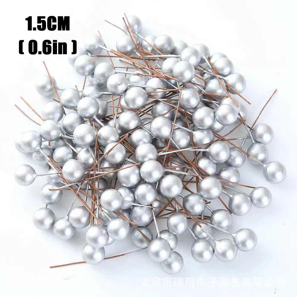 1000/50x Mini Artificial Berries Red Fake Berry Cherry Stamen for Christmas DIY Floral Wreath Ornament New Year Party Home Decor