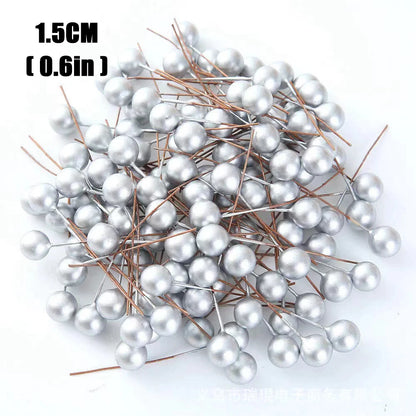 1000/50x Mini Artificial Berries Red Fake Berry Cherry Stamen for Christmas DIY Floral Wreath Ornament New Year Party Home Decor