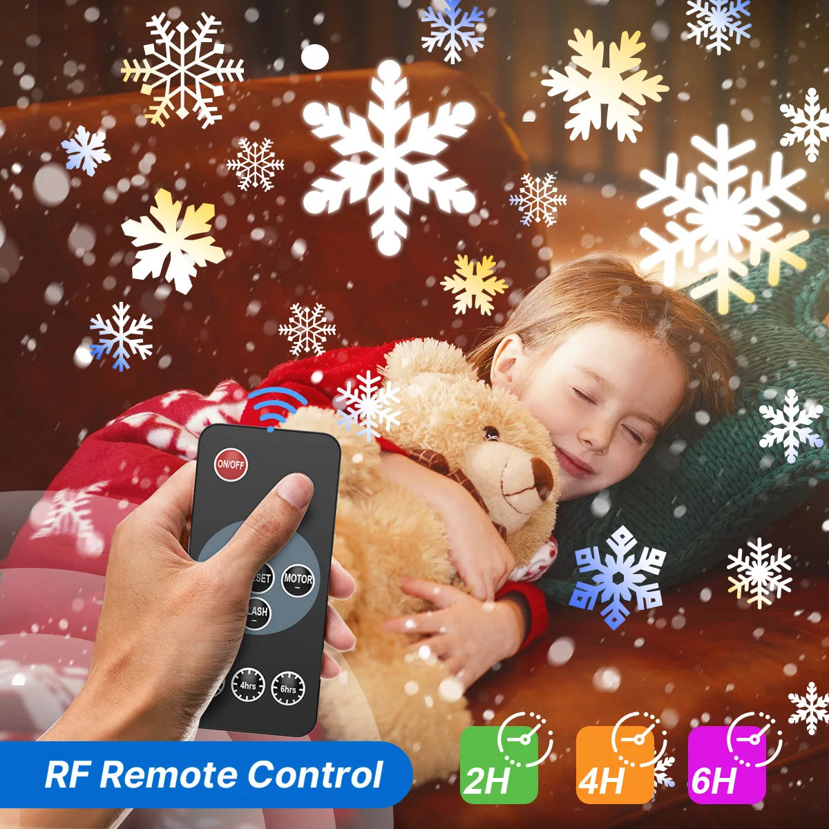 ❄️✨ 2025 NEW Snow Projector Lights – Dynamic Rotating Snowflake Projection Light