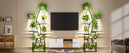 8-Tier Indoor Plant Stand with Grow Lights – Tall Metal Shelf for Corners & Living Rooms, Space-Saving Display Rack for Multiple Plants