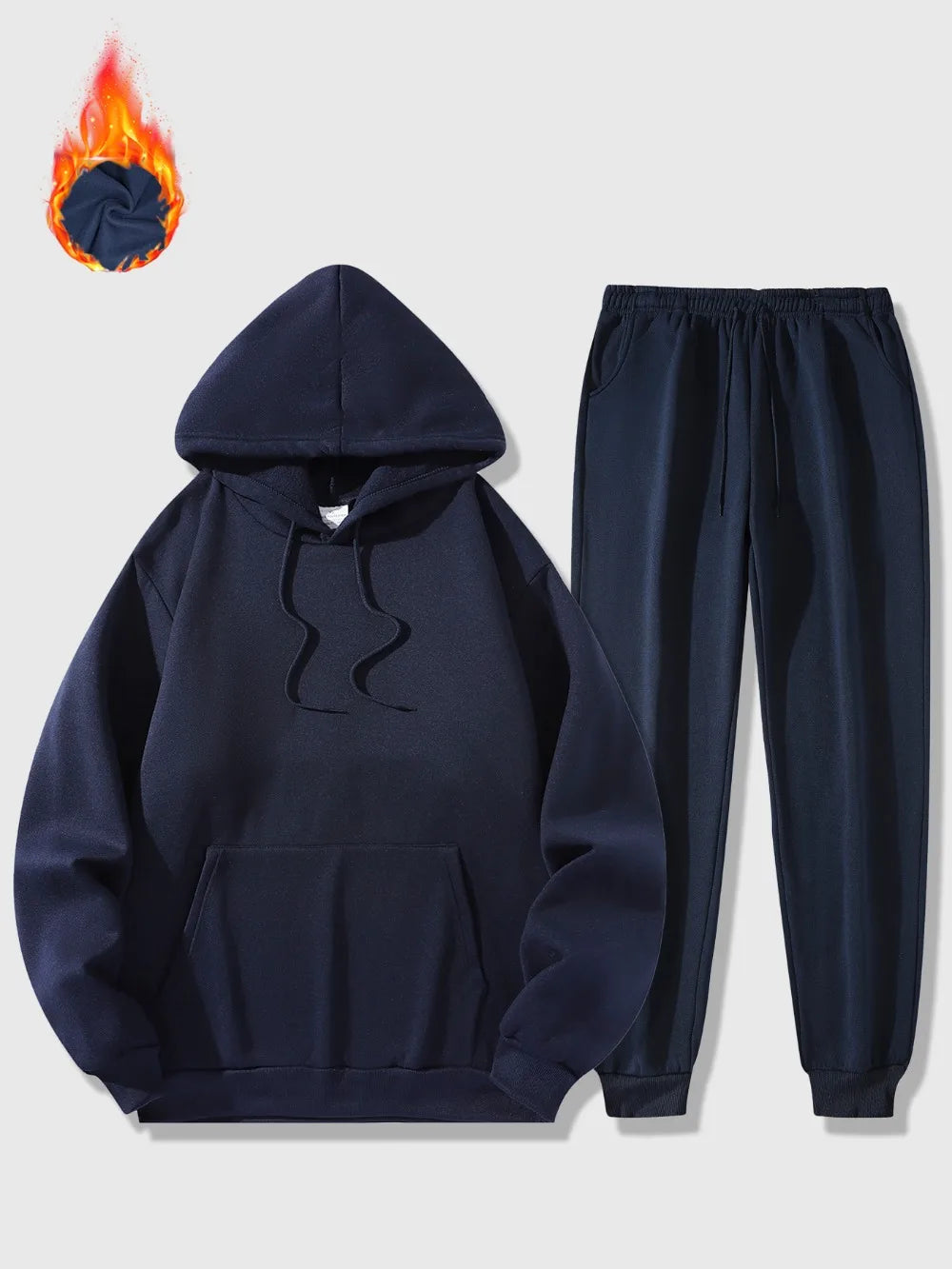 Men's Sports Suit Autumn and Winter Hoodie+pants 2-piece Set Fashionable Solid Color Casual Pullover and Pant Outdoor Sportswear