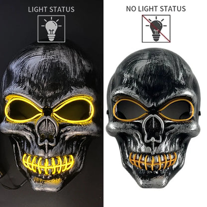Halloween Skull Skeleton Head Headwear Horror Party Mask Light Up In The Dark Night Disguise Glowing Purge Mask For Halloween