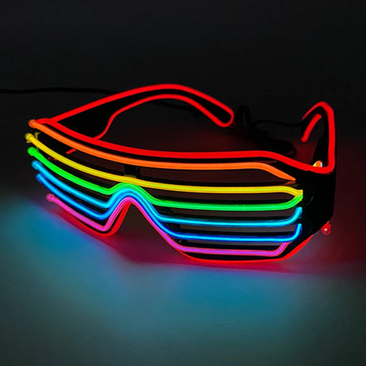 Fluorescent Colorful Glowing Glasses LED Light Up Party Glasses For Men Women Club Props Rainbow Neon Glasses Christmas Decor