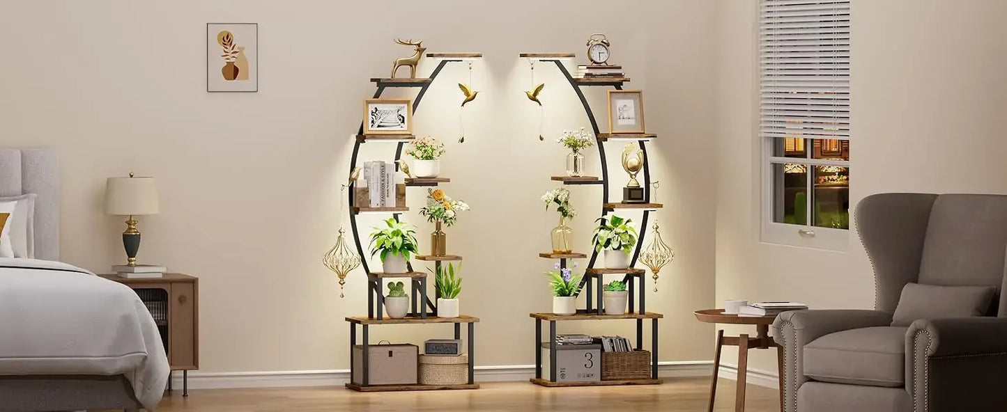 64" Indoor Plant Stand with Grow Lights – 9-Tier Metal Shelf for Multiple Plants & Hanging Pots
