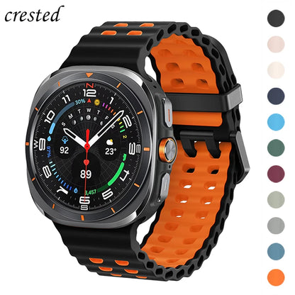 Marine Band For Samsung Galaxy Watch ultra Strap 47mm Accessories Two color Sport silicone Bracelet Galaxy Watch 7 ultra Straps