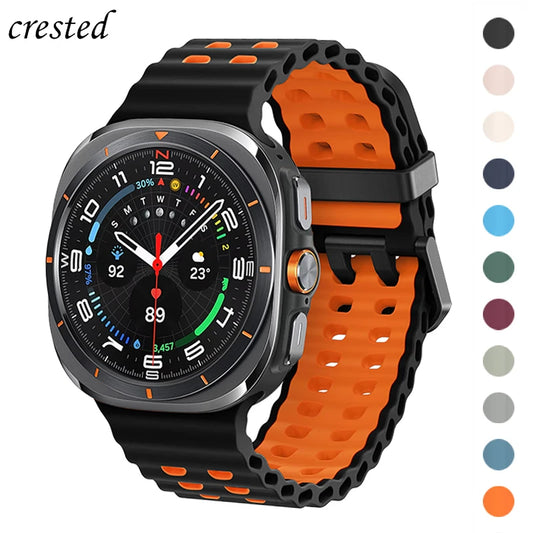Marine Band For Samsung Galaxy Watch ultra Strap 47mm Accessories Two color Sport silicone Bracelet Galaxy Watch 7 ultra Straps