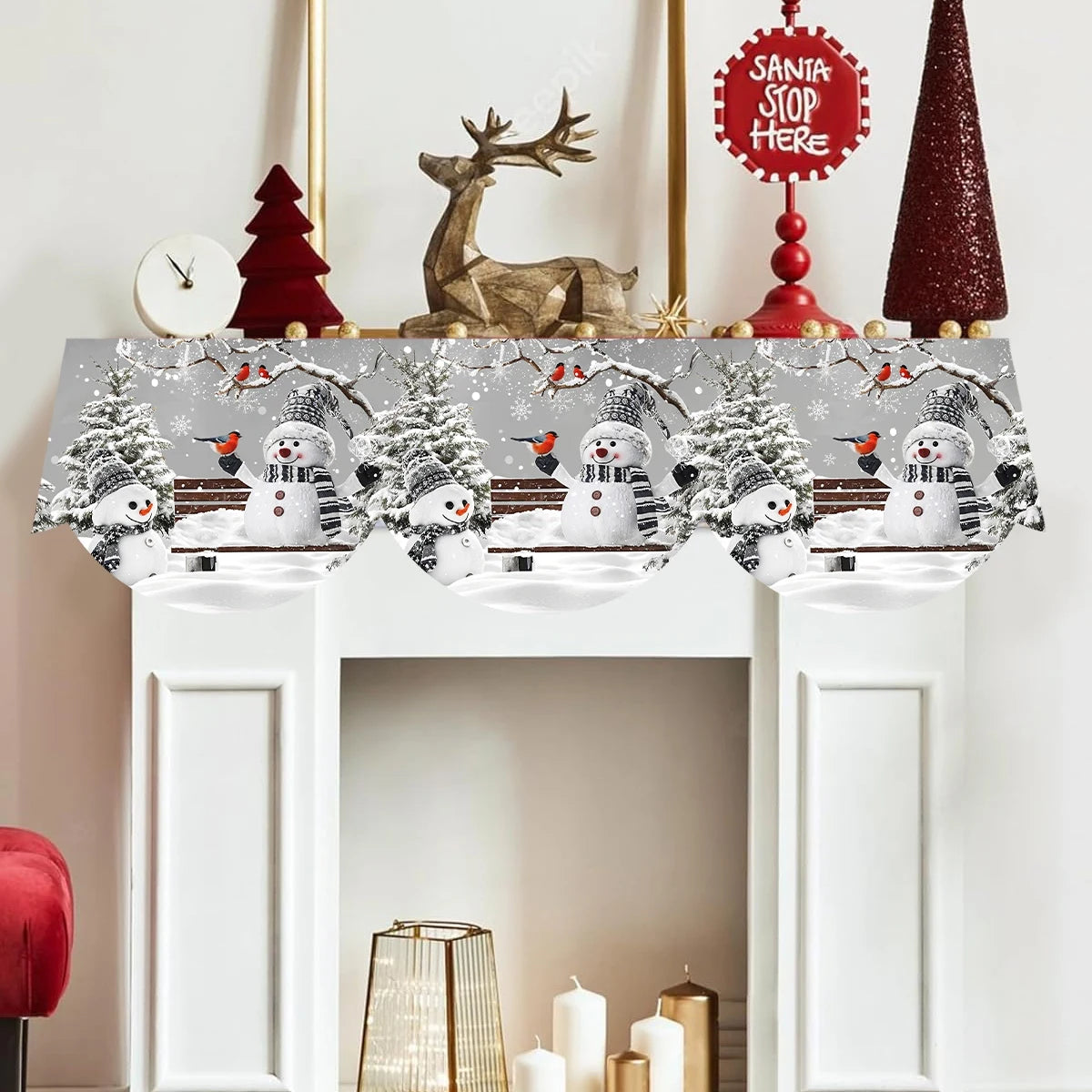 Christmas Santa Snowman Fireplace Mantel Scarf Christmas Decorations for Home 2025 Living Room Xmas Navidad New Year Gifts 2026