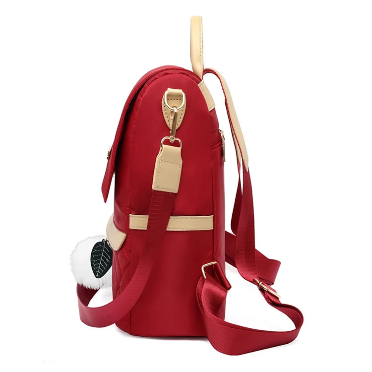 Fashionable women's backpack, adjustable shoulder straps, multiple back styles, zipper closure, polyester lining, suitable for v