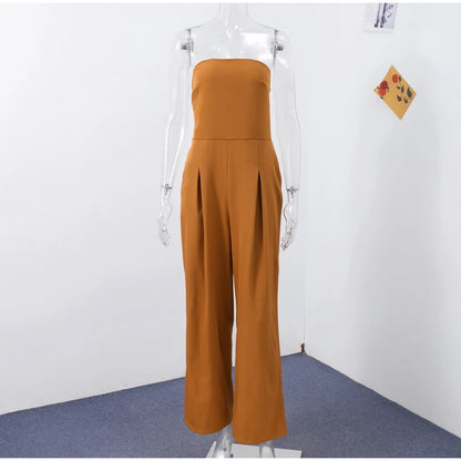 Backless Off-Shoulder Jumpsuit – Wide-Leg High Waist Summer Romper for Women
