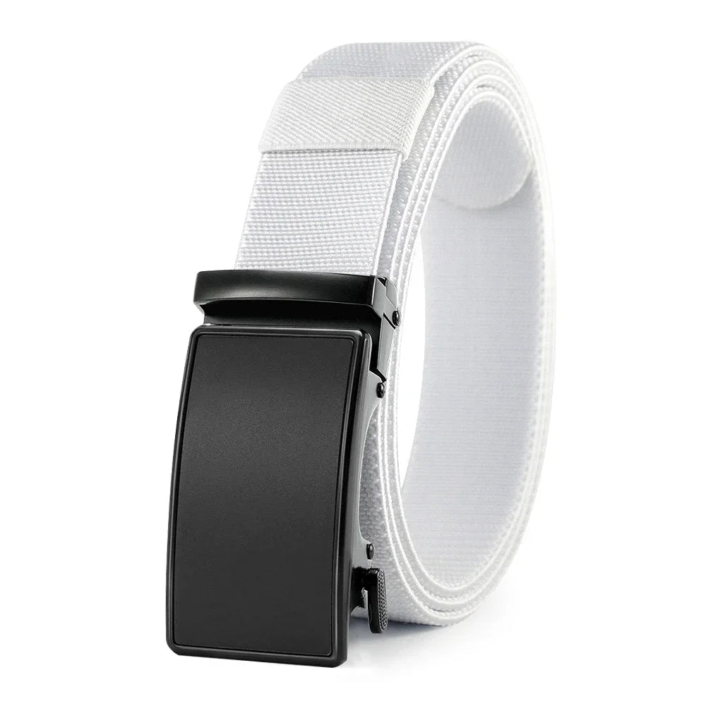 New Golf Sports Elastic Belt Tactical Belt Metal Automatic Buckle Tough Stretch Nylon Men Military Belt 115-135CM Big Size Belts