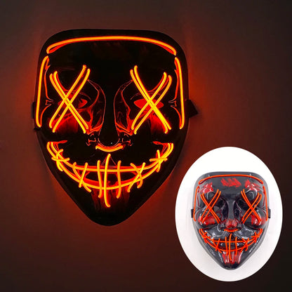Halloween Skull Skeleton Head Headwear Horror Party Mask Light Up In The Dark Night Disguise Glowing Purge Mask For Halloween