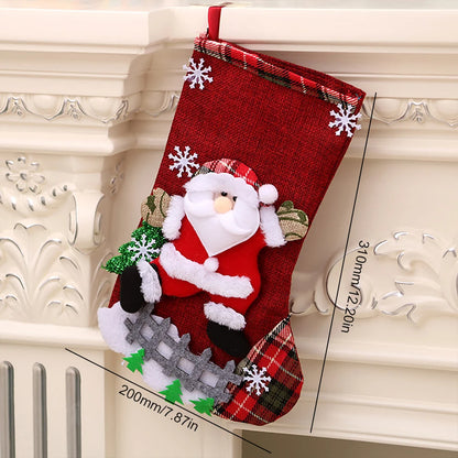 4Pcs Christmas Stockings Set Large Capacity Christmas Ornament Sock Santa Claus/Snowman/Bear/Elk for Home Classroom Party
