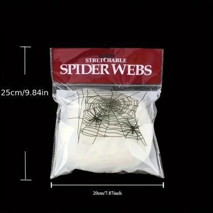 Stretchable Spider Webs with 2 Spiders Each,Party Supplies Halloween Cobweb Decorations for Haunted Houses, Room and Home Decor