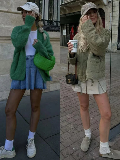 Quilted Cotton Jacket for Women Traf 2024 Winter New Arrival Zw Series Soft Lenzing Fabric Vintage Warm Coat 4088242