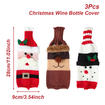 Christmas Wine Bottle Cover Merry Christmas Decorations For Home 2025 Navidad Noel Natal Ornaments Xmas Gift Happy New Year 2026