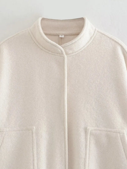 Women's Winter Casual Pocket Jacket – Solid Color, Cozy & Stylish | TRAFZA