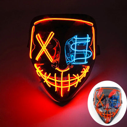 Halloween Skull Skeleton Head Headwear Horror Party Mask Light Up In The Dark Night Disguise Glowing Purge Mask For Halloween