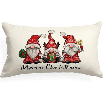 New Christmas style simple letter double-sided printed linen pillow for home decoration, sofa waist pillowcase