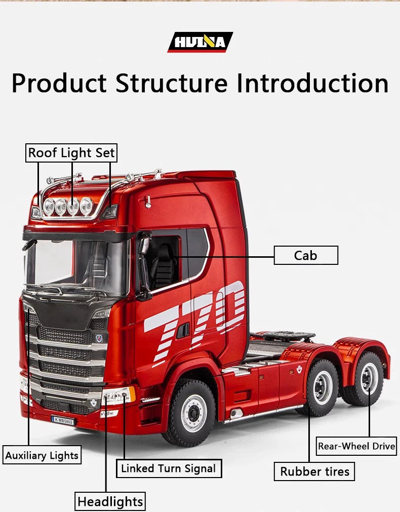 HUINA 770S Rc Truck Trailer Tractor 1/18 1501 Remote Control Car 19 Ch Electric Machine Engineering Cars Radio Controlled Toys