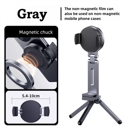 Adjustable Magnetic Phone Tripod Stand with 1/4'' Port, Ultra-Light Aluminium Phone Mount for iPhone Series, for Travel, Vlog