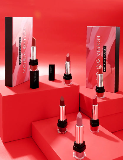 6 pcs /set matte lipstick gift box set non stick cup lipstick velvet moisturizing lipstick