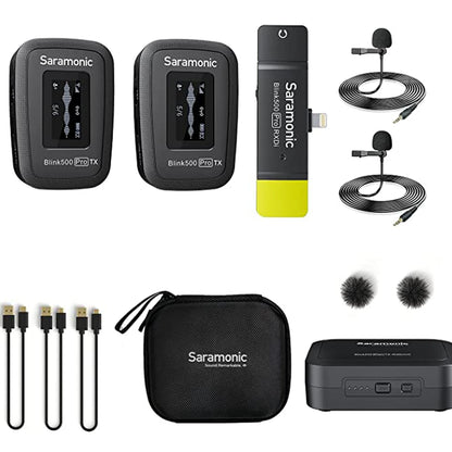Saramonic Blink500 Pro Wireless Lavalier Microphone for iPhone Android PC Computer DSLR Cameras Youtube Recording Streaming Vlog