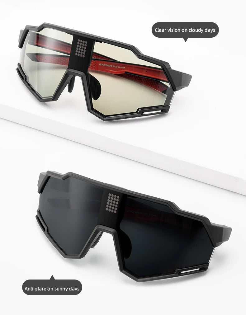 ROCKBROS Bicycle Sunglasses Polarized & Photochromic Electronic Color Change Cycling Glasses UV400 Bike Eyewear Sports Goggles